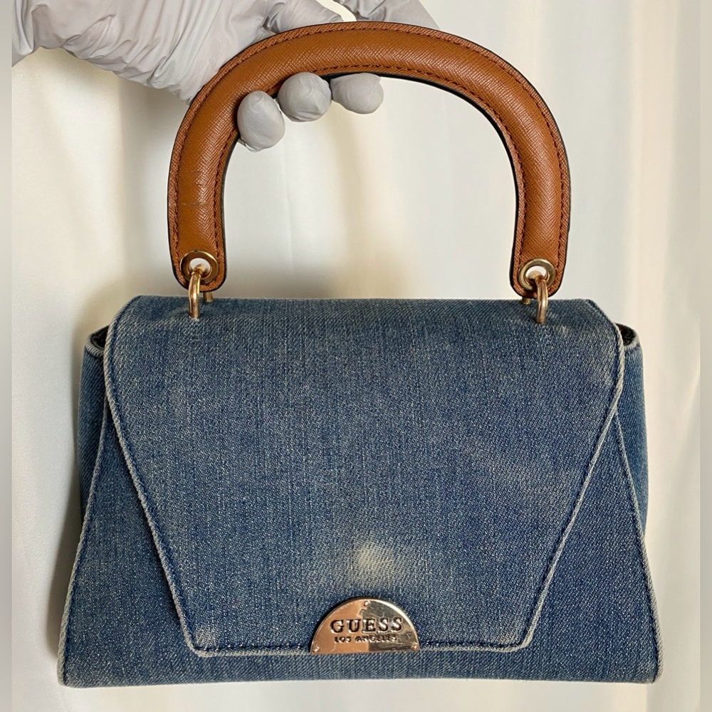 Vintage GUESS Top Flap Hand Bag in Blue Denim